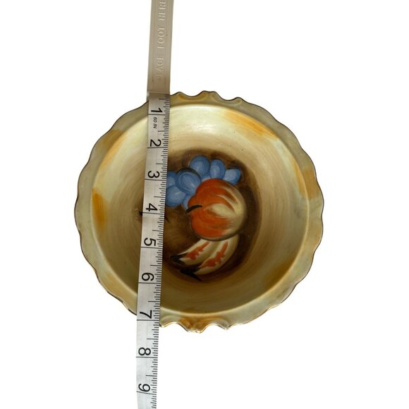 Hand-Painted Ceramic Scalloped Bowl With Fruit Design Trinket Dish - Picture 4 of 8